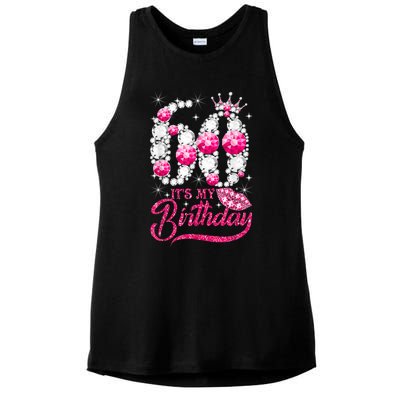 It's My 60th Birthday Cute Gift Queen 60 Years Old Shoes Crown Diamond Gift Ladies PosiCharge Tri-Blend Wicking Tank