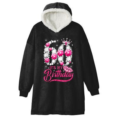 It's My 60th Birthday Cute Gift Queen 60 Years Old Shoes Crown Diamond Gift Hooded Wearable Blanket