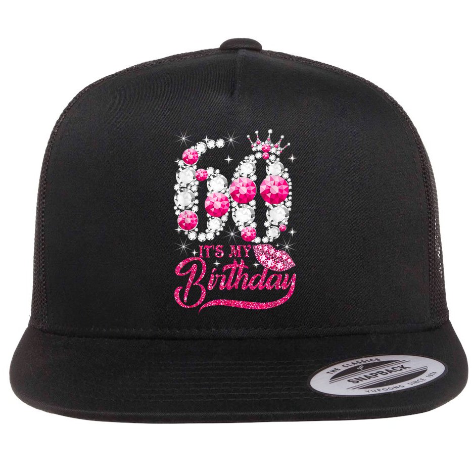 It's My 60th Birthday Cute Gift Queen 60 Years Old Shoes Crown Diamond Gift Flat Bill Trucker Hat