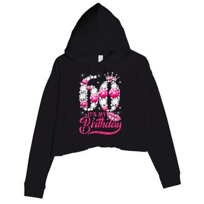 It's My 60th Birthday Cute Gift Queen 60 Years Old Shoes Crown Diamond Gift Crop Fleece Hoodie