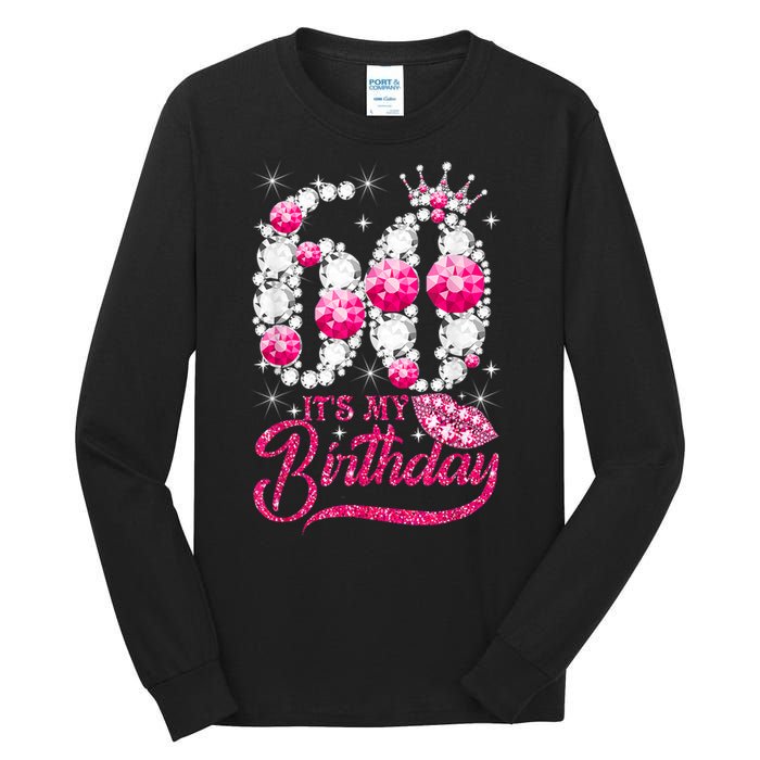 It's My 60th Birthday Cute Gift Queen 60 Years Old Shoes Crown Diamond Gift Tall Long Sleeve T-Shirt