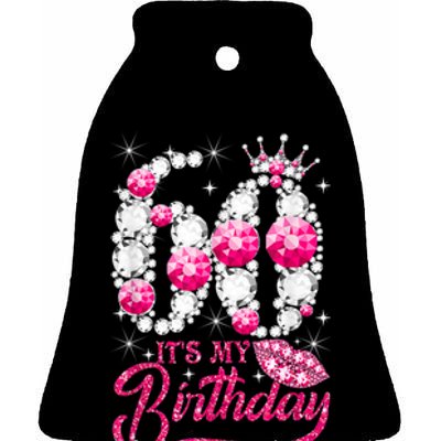 It's My 60th Birthday Cute Gift Queen 60 Years Old Shoes Crown Diamond Gift Ceramic Bell Ornament