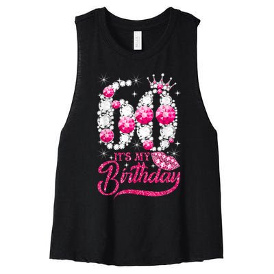 It's My 60th Birthday Cute Gift Queen 60 Years Old Shoes Crown Diamond Gift Women's Racerback Cropped Tank