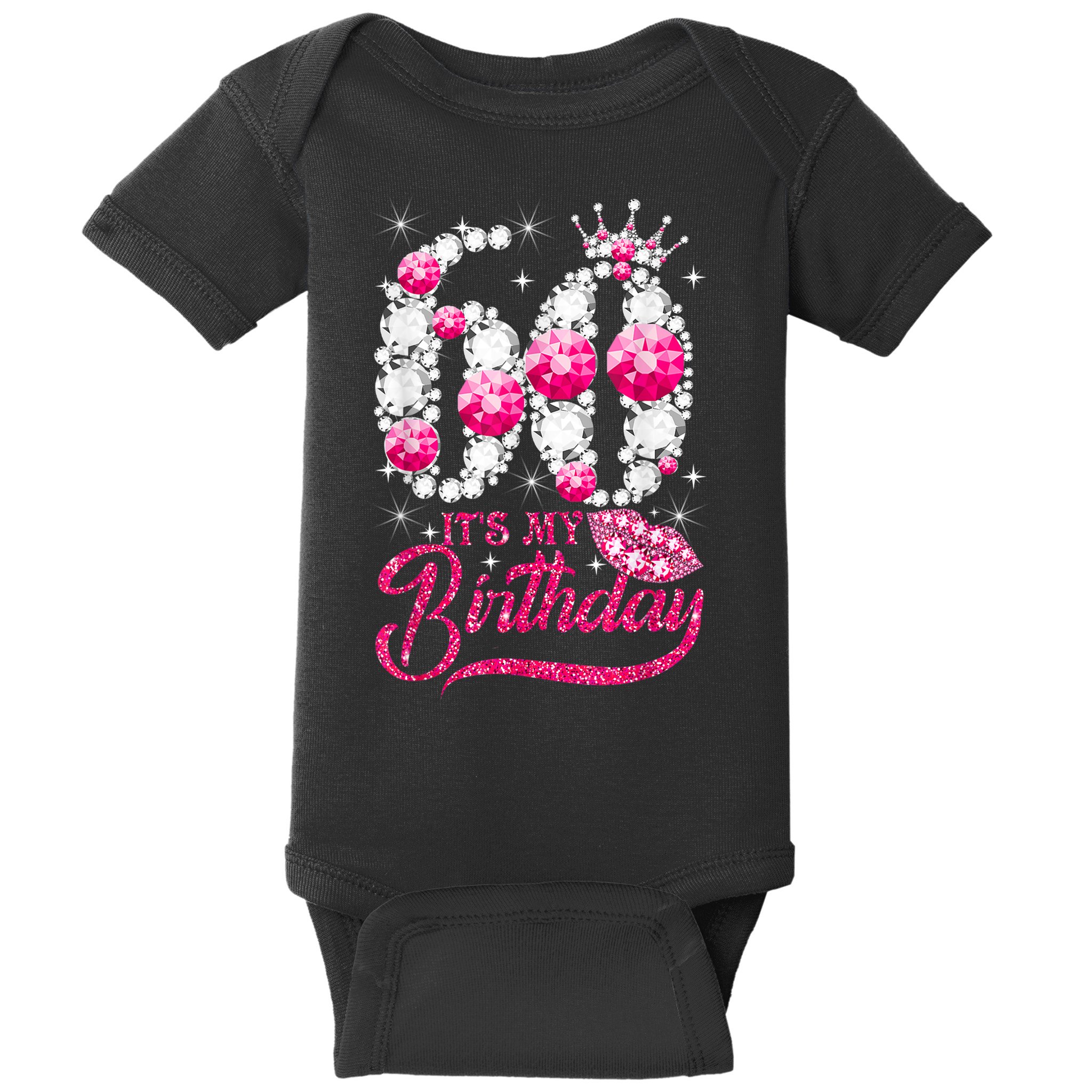 It's My 60th Birthday Cute Gift Queen 60 Years Old Shoes Crown Diamond Gift Baby Bodysuit