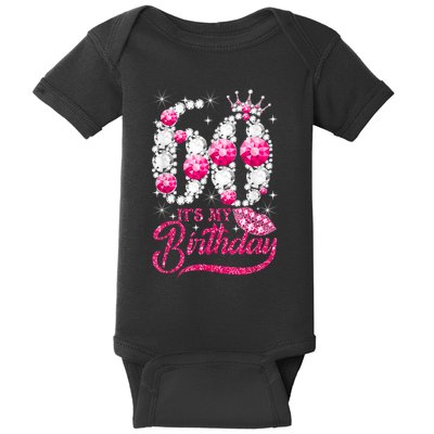 It's My 60th Birthday Cute Gift Queen 60 Years Old Shoes Crown Diamond Gift Baby Bodysuit