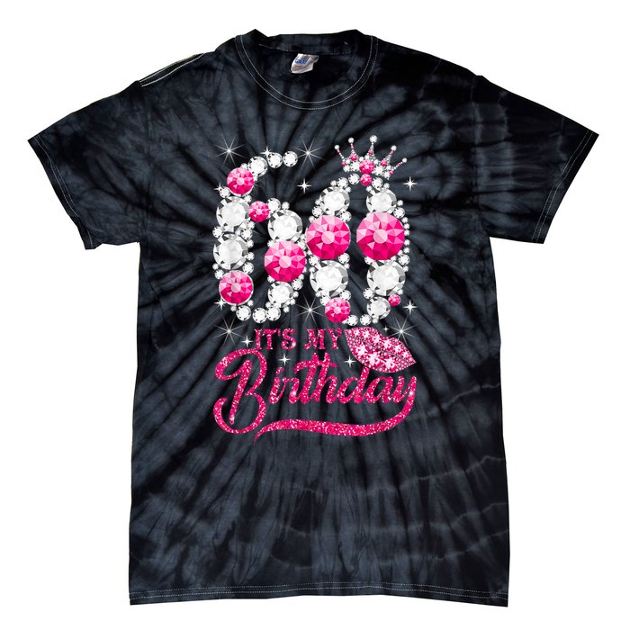 It's My 60th Birthday Cute Gift Queen 60 Years Old Shoes Crown Diamond Gift Tie-Dye T-Shirt