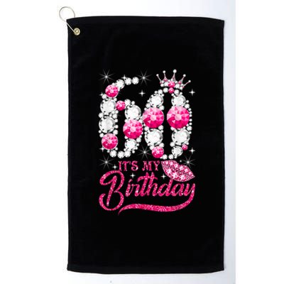 It's My 60th Birthday Cute Gift Queen 60 Years Old Shoes Crown Diamond Gift Platinum Collection Golf Towel