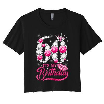 It's My 60th Birthday Cute Gift Queen 60 Years Old Shoes Crown Diamond Gift Women's Crop Top Tee