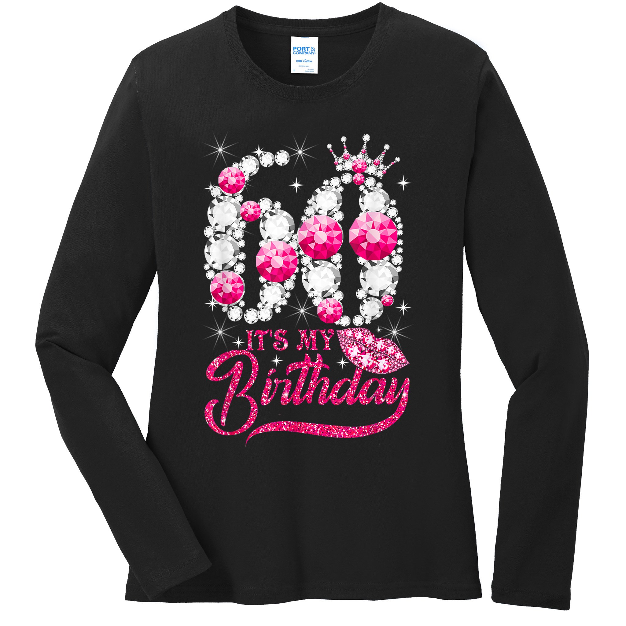 It's My 60th Birthday Cute Gift Queen 60 Years Old Shoes Crown Diamond Gift Ladies Long Sleeve Shirt