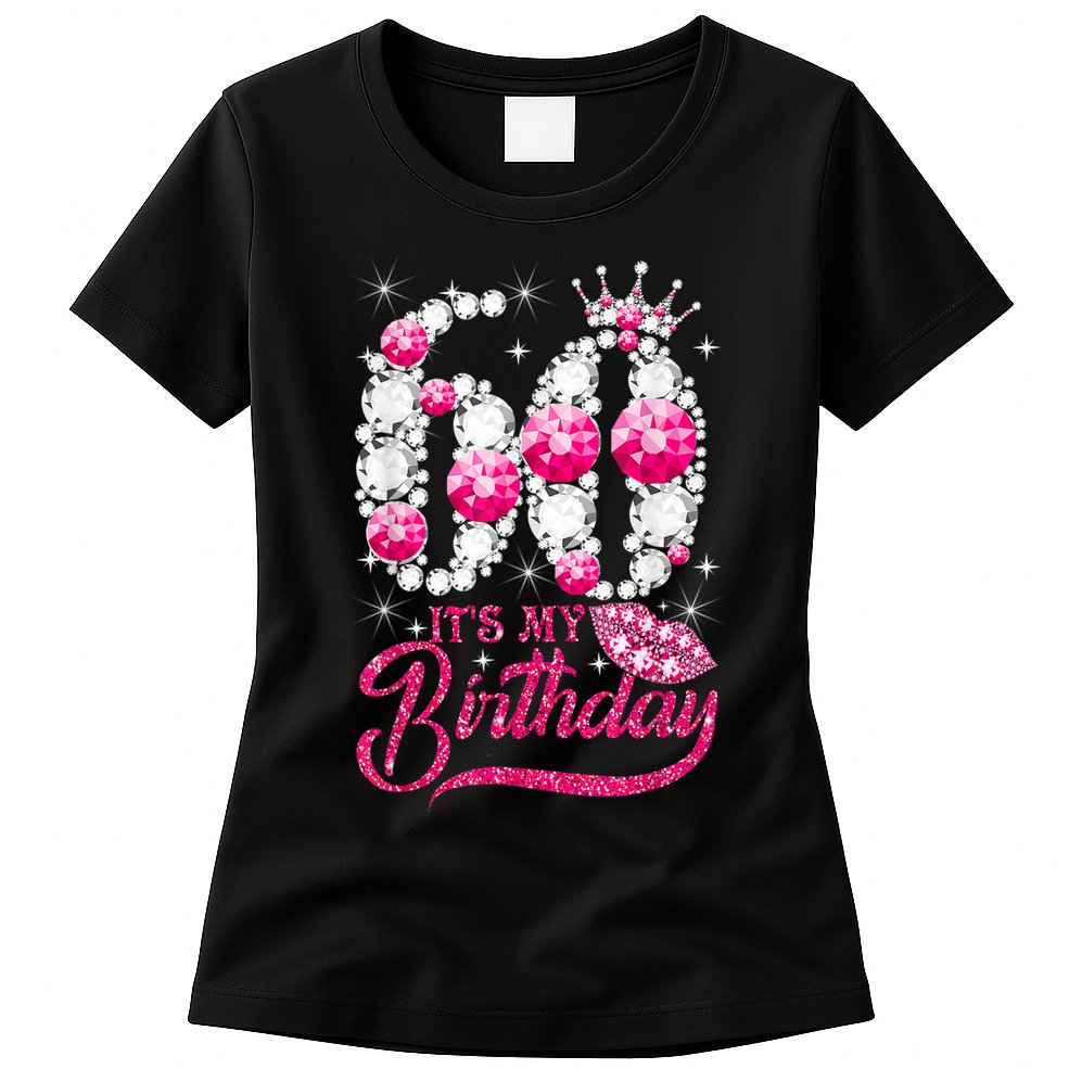 It's My 60th Birthday Cute Gift Queen 60 Years Old Shoes Crown Diamond Gift Womens T-Shirt
