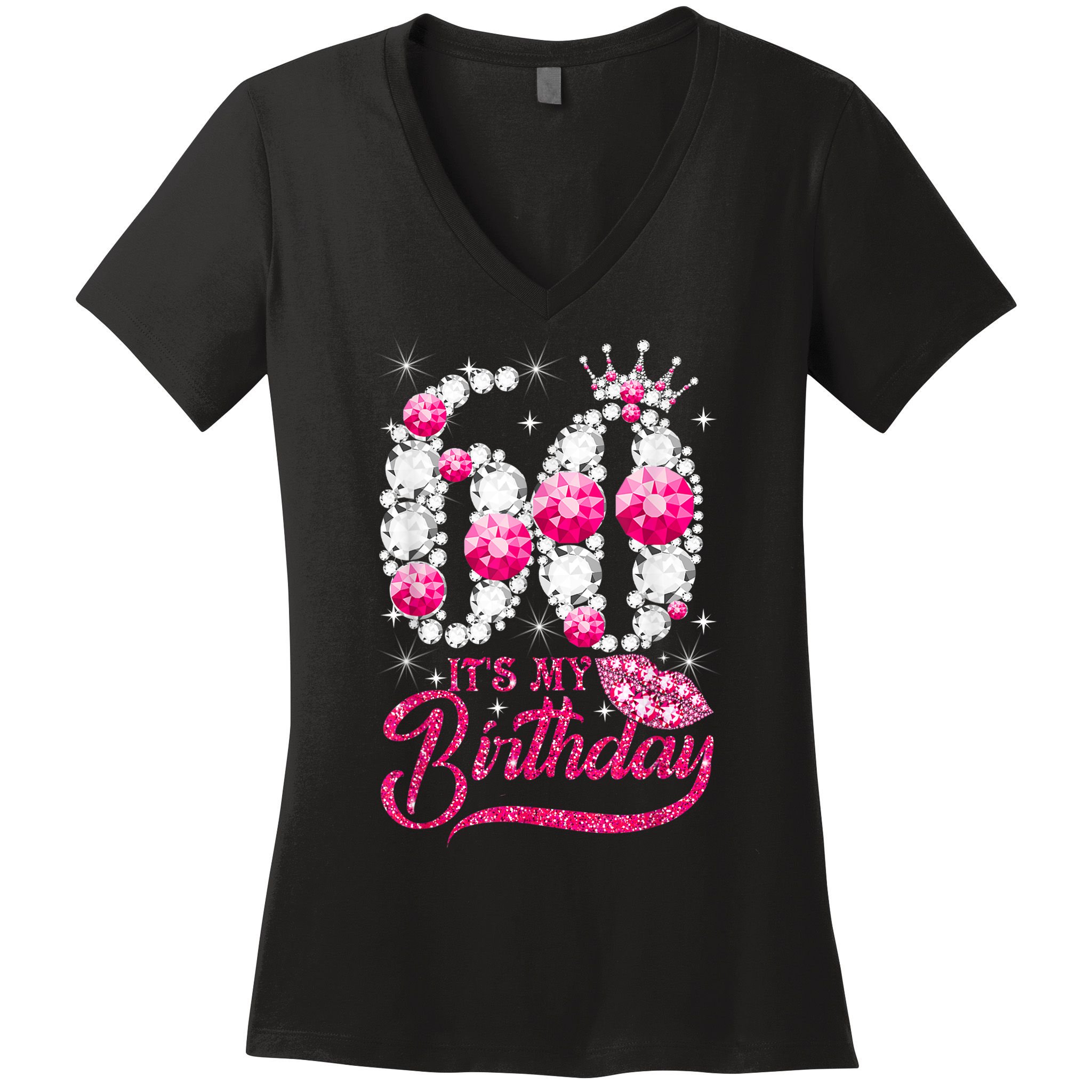 It's My 60th Birthday Cute Gift Queen 60 Years Old Shoes Crown Diamond Gift Women's V-Neck T-Shirt