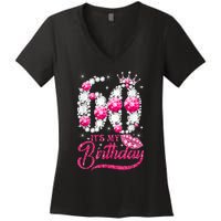 It's My 60th Birthday Cute Gift Queen 60 Years Old Shoes Crown Diamond Gift Women's V-Neck T-Shirt