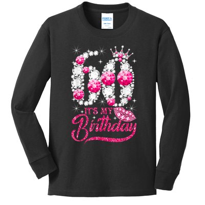 It's My 60th Birthday Cute Gift Queen 60 Years Old Shoes Crown Diamond Gift Kids Long Sleeve Shirt