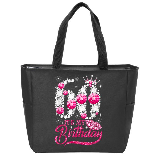 It's My 60th Birthday Cute Gift Queen 60 Years Old Shoes Crown Diamond Gift Zip Tote Bag
