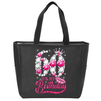 It's My 60th Birthday Cute Gift Queen 60 Years Old Shoes Crown Diamond Gift Zip Tote Bag