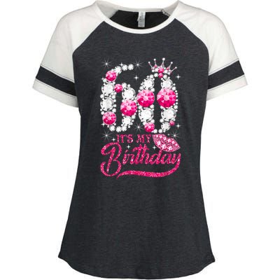 It's My 60th Birthday Cute Gift Queen 60 Years Old Shoes Crown Diamond Gift Enza Ladies Jersey Colorblock Tee