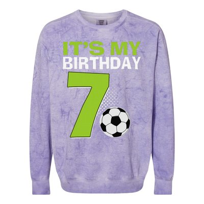 ItS My 7th Birthday Boy Soccer Football 7 Years Old Colorblast Crewneck Sweatshirt