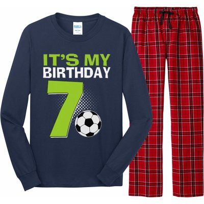 ItS My 7th Birthday Boy Soccer Football 7 Years Old Long Sleeve Pajama Set