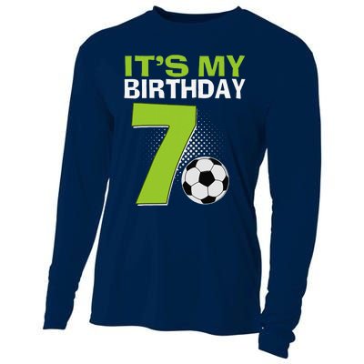 ItS My 7th Birthday Boy Soccer Football 7 Years Old Cooling Performance Long Sleeve Crew