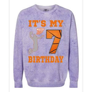 ItS My 7th Birthday Basketball Dunk Boy 7 Years Old Colorblast Crewneck Sweatshirt