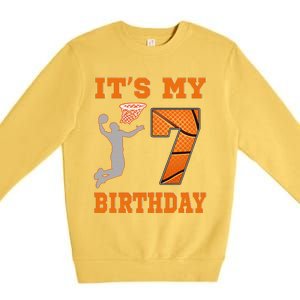 ItS My 7th Birthday Basketball Dunk Boy 7 Years Old Premium Crewneck Sweatshirt