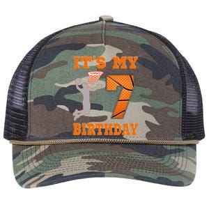 ItS My 7th Birthday Basketball Dunk Boy 7 Years Old Retro Rope Trucker Hat Cap