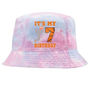 ItS My 7th Birthday Basketball Dunk Boy 7 Years Old Tie-Dyed Bucket Hat