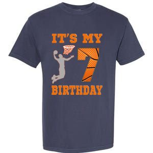 ItS My 7th Birthday Basketball Dunk Boy 7 Years Old Garment-Dyed Heavyweight T-Shirt