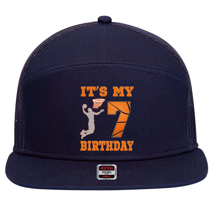 ItS My 7th Birthday Basketball Dunk Boy 7 Years Old 7 Panel Mesh Trucker Snapback Hat