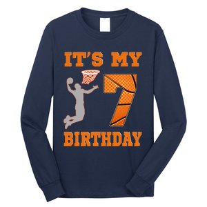 ItS My 7th Birthday Basketball Dunk Boy 7 Years Old Long Sleeve Shirt