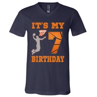 ItS My 7th Birthday Basketball Dunk Boy 7 Years Old V-Neck T-Shirt