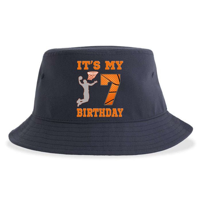 ItS My 7th Birthday Basketball Dunk Boy 7 Years Old Sustainable Bucket Hat