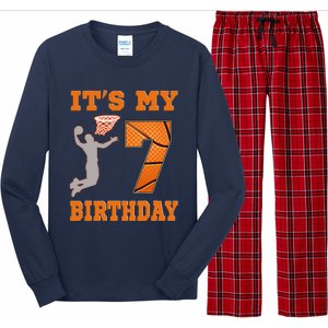 ItS My 7th Birthday Basketball Dunk Boy 7 Years Old Long Sleeve Pajama Set