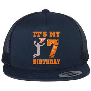 ItS My 7th Birthday Basketball Dunk Boy 7 Years Old Flat Bill Trucker Hat