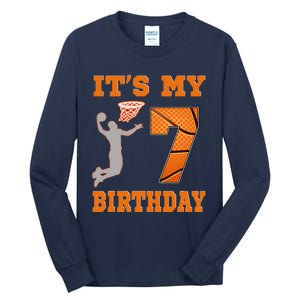 ItS My 7th Birthday Basketball Dunk Boy 7 Years Old Tall Long Sleeve T-Shirt