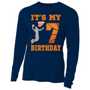 ItS My 7th Birthday Basketball Dunk Boy 7 Years Old Cooling Performance Long Sleeve Crew