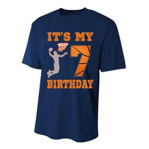 ItS My 7th Birthday Basketball Dunk Boy 7 Years Old Performance Sprint T-Shirt