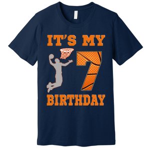 ItS My 7th Birthday Basketball Dunk Boy 7 Years Old Premium T-Shirt