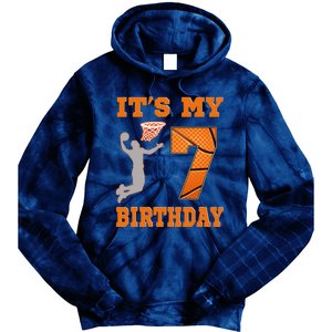 ItS My 7th Birthday Basketball Dunk Boy 7 Years Old Tie Dye Hoodie