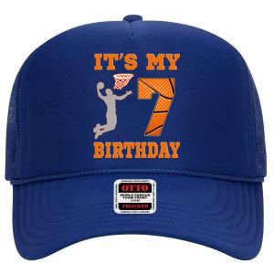 ItS My 7th Birthday Basketball Dunk Boy 7 Years Old High Crown Mesh Back Trucker Hat