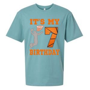 ItS My 7th Birthday Basketball Dunk Boy 7 Years Old Sueded Cloud Jersey T-Shirt