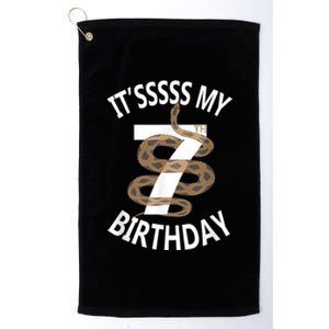 Its My 7th Birthday 7 Years Old Snake Boy And Girl Party Platinum Collection Golf Towel