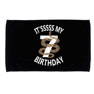 Its My 7th Birthday 7 Years Old Snake Boy And Girl Party Microfiber Hand Towel