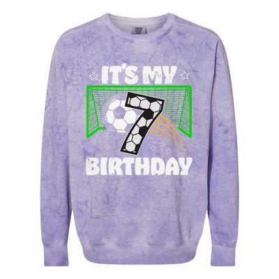 ItS My 7th Birthday Boy Soccer Football 7 Years Old Colorblast Crewneck Sweatshirt