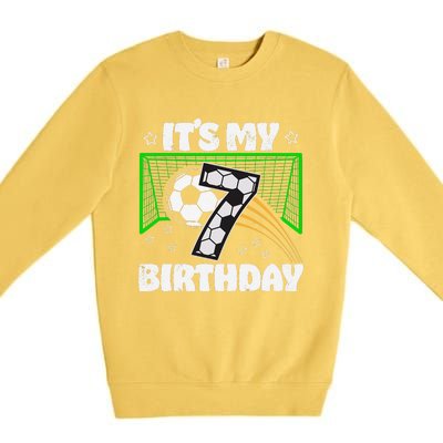 ItS My 7th Birthday Boy Soccer Football 7 Years Old Premium Crewneck Sweatshirt