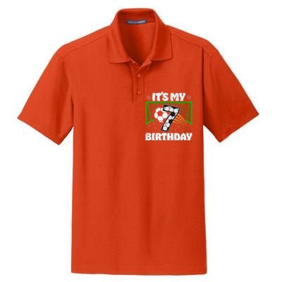 ItS My 7th Birthday Boy Soccer Football 7 Years Old Dry Zone Grid Polo