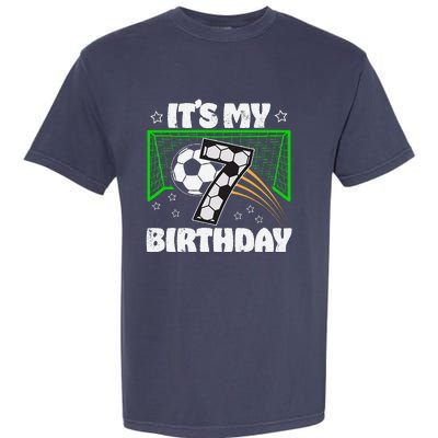 ItS My 7th Birthday Boy Soccer Football 7 Years Old Garment-Dyed Heavyweight T-Shirt