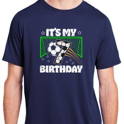 ItS My 7th Birthday Boy Soccer Football 7 Years Old Adult ChromaSoft Performance T-Shirt