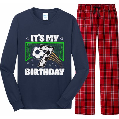 ItS My 7th Birthday Boy Soccer Football 7 Years Old Long Sleeve Pajama Set