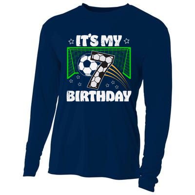 ItS My 7th Birthday Boy Soccer Football 7 Years Old Cooling Performance Long Sleeve Crew